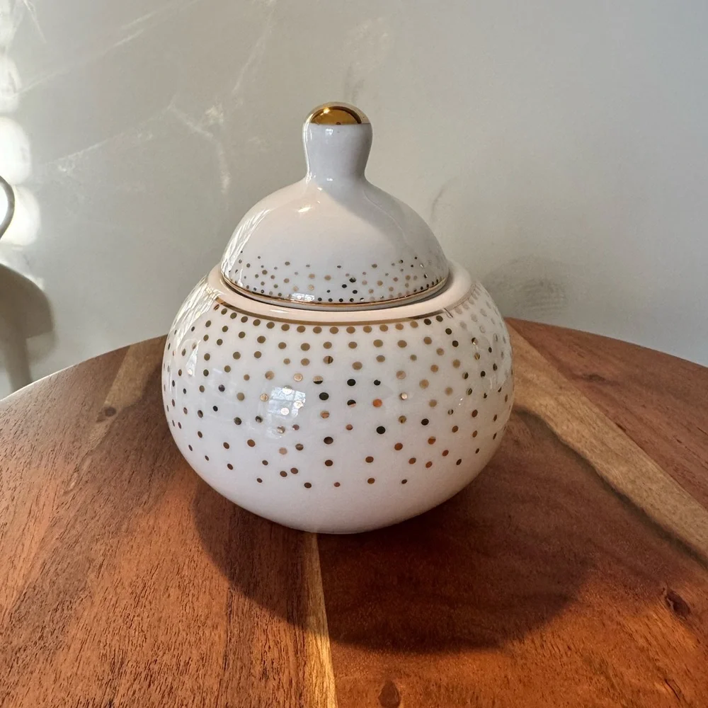 Grace's Teaware Metallic Gold Dots Teapot, Creamer, and Sugar Bowl Set